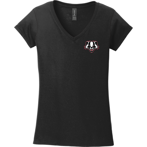 Scary Badgers Softstyle Ladies Fit V-Neck T-Shirt